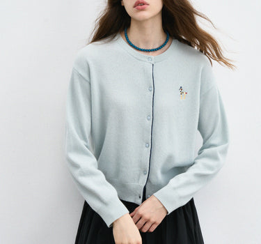 Vintage Academic Embroidered Cropped Cardigan