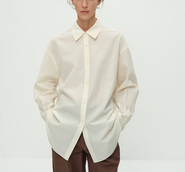 Tailored Wool-Cotton Shirt with Structured Fit