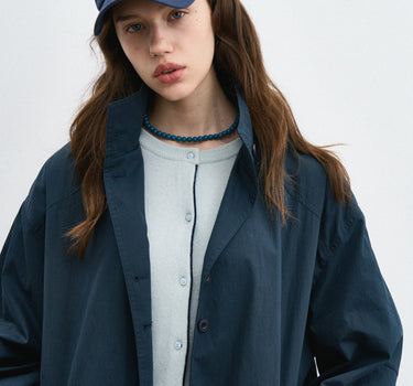 Trendy Stand-Up Collar Oversized Jacket with Checkered Panels