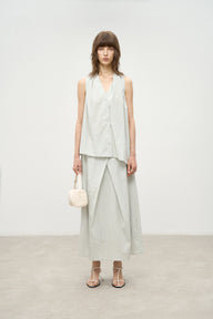 Sleeveless Halter Top and Asymmetric Skirt Set