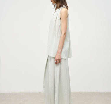 Sleeveless Halter Top and Asymmetric Skirt Set