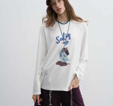 Women’s Loose-Fit Graphic Round Neck T-Shirt