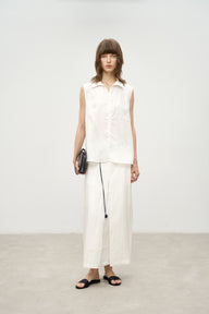 Sleeveless Linen Shirt and Skirt Co-ord