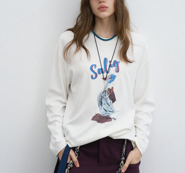 Women’s Loose-Fit Graphic Round Neck T-Shirt