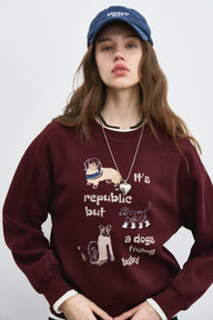 Cute Graphic Letter Crewneck Pullover for Women