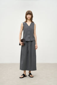 Casual V-Neck Vest & Skirt Set for Everyday Style