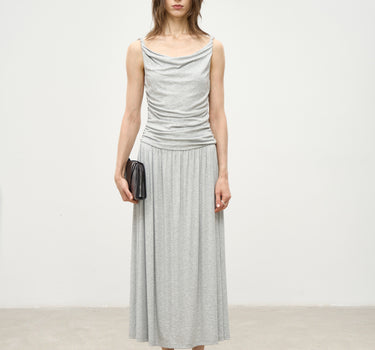 Statement Halter Dress with Luxurious Pleats
