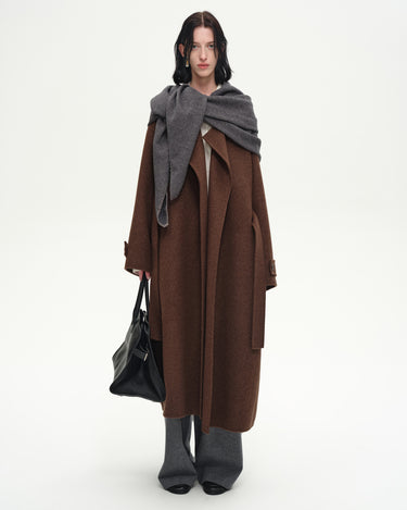 Natural Wool & Silk Wide Lapel Coat | Elegant Warmth