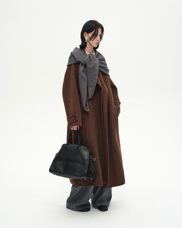 Natural Wool & Silk Wide Lapel Coat | Elegant Warmth