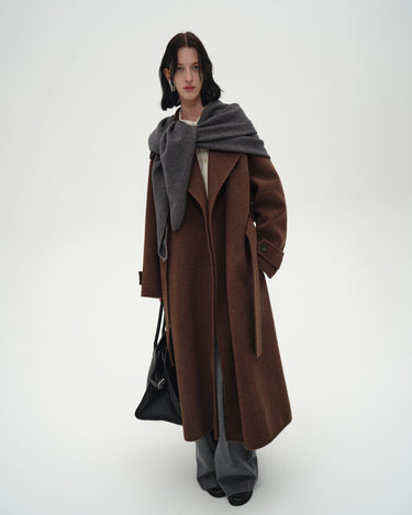 Natural Wool & Silk Wide Lapel Coat | Elegant Warmth