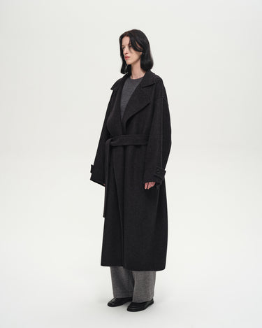 Natural Wool & Silk Wide Lapel Coat | Elegant Warmth