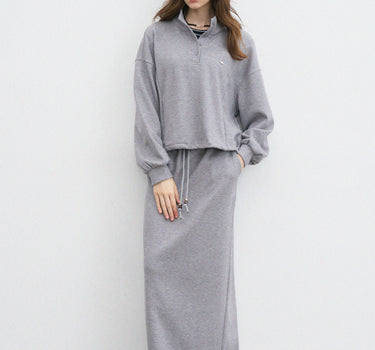 Modern Cropped Hoodie and Split Hem Skirt Set
