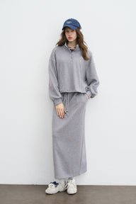 Modern Cropped Hoodie and Split Hem Skirt Set