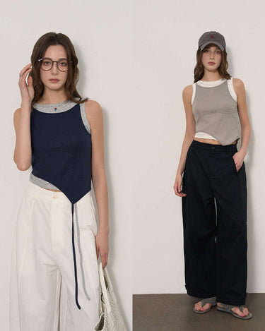 Detachable Two-Piece Tank Set with Figure-Flattering Seams