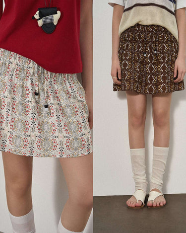 Vintage Floral Pleated Skirt for Spring and Summer