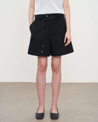 Black A-Line Cropped Cotton Pants