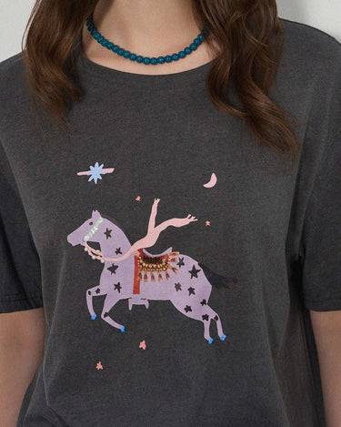 Casual Letter T-Shirt with Whimsical Graphic Print
