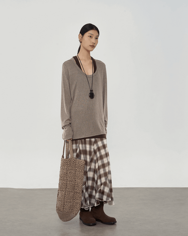 U-Neck Two-Piece T-Shirt Set with Layered Look