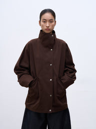 Mid-Length Stand Collar Trench Coat for Women