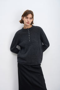 Raccoon Fleece Half-Turtleneck Sweater