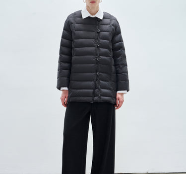 Scarf-Collar Quilted Down Jacket