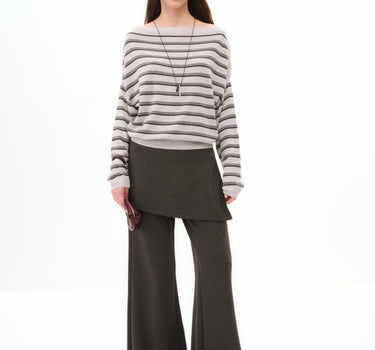 Cropped Striped Long-Sleeve Sweater