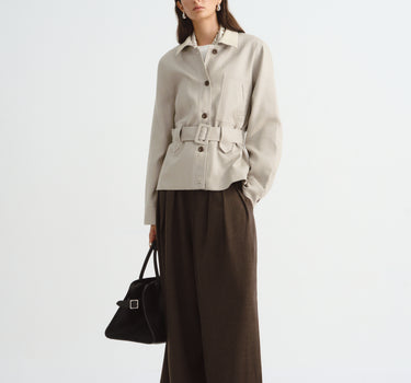 Women’s Tailored Linen-Blend Belted Jacket