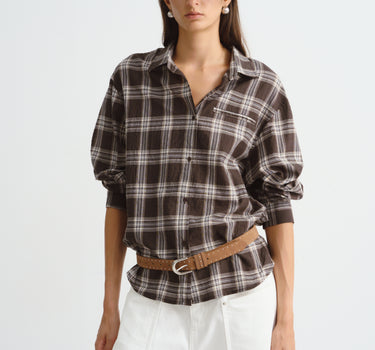 Women’s Cotton Checkered Long-Sleeve Shirt