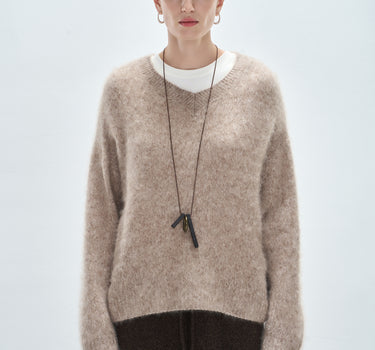 Cozy Brushed Wool V-Neck Pullover