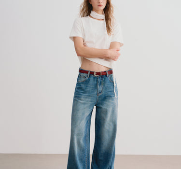 Vintage-Washed Wide-Leg Jeans