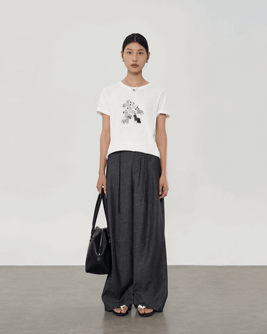 Zebra Print T-Shirt with Embroidery and Sequins