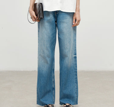 High Waist Gradient Wash Straight Jeans