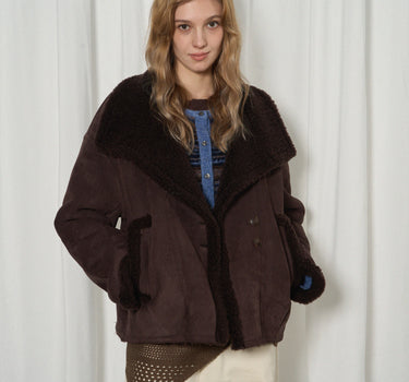 Warm Collared Shearling Short Coat for Fall/Winter