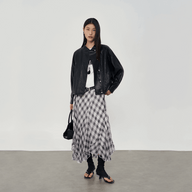 Checkered Asymmetric Drape Skirt