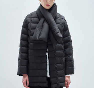 Scarf-Collar Quilted Down Jacket
