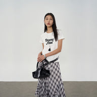 Embroidered Letter T-Shirt with Retro "Dancing Alone" Design