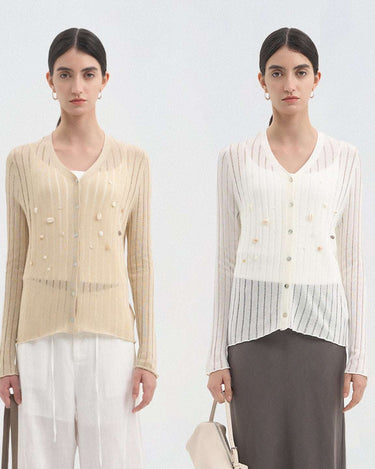 V-Neck Conch Shell Cardigan