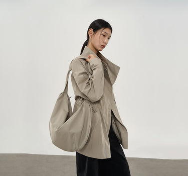 Modern Asymmetrical Lapel Trench Coat