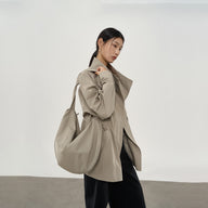 Modern Asymmetrical Lapel Trench Coat