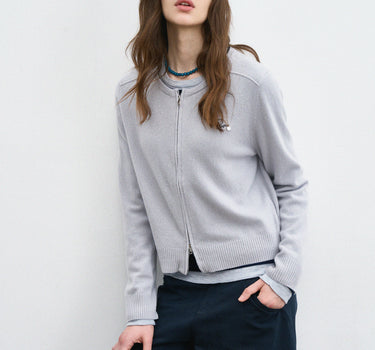 Vintage Double-Zip Merino Wool Cardigan Sweater