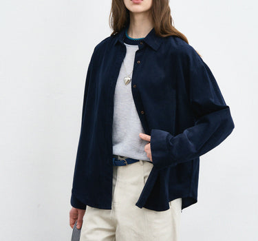 Elegant Vintage Collared Corduroy Top