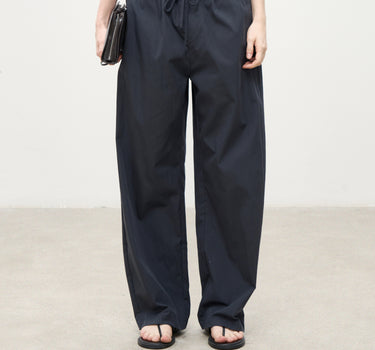 Double Waist Cotton Blend Casual Pants