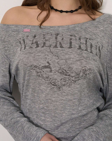 Off-Shoulder Long Sleeve with Vintage Charm