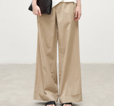 Silk-Cotton Blend Straight Casual Pants