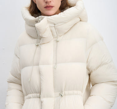 Adjustable Waist Hooded Puffer Jacket