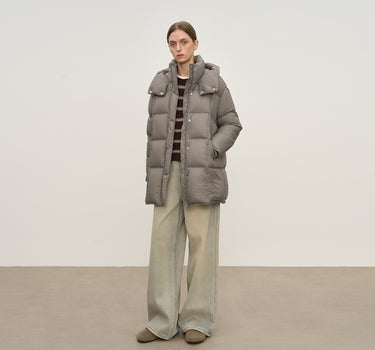 Windproof High-Neck Hooded Down Coat