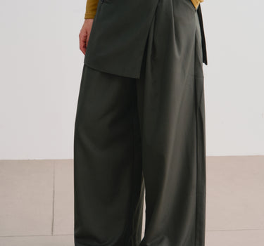 Wrap-Style Wide-Leg Pants