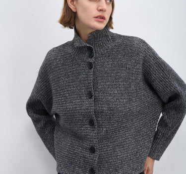 Full Wool Ribbed High-Neck Sweater