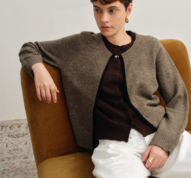 Color-Blocked Layered Knit Cardigan