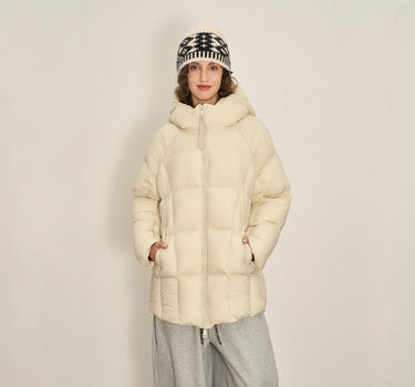 Oversized White Duck Down Jacket with Hood